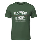 Elektriker Fun Geschenkidee - Herren Schwarz S - Kurzarm - Casual Funny Slogan Electrician in Military Green - front view