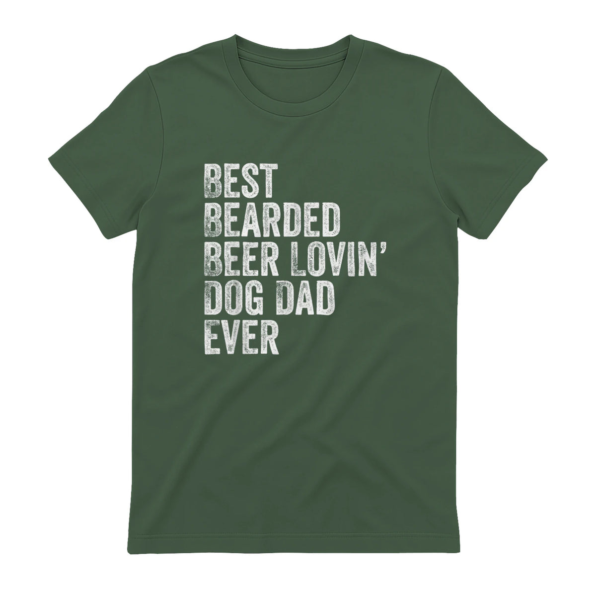 Best Bearded Beer Lovin Dog Dad T-Shirt Pet Lover Owner Gift in Military Green - back view