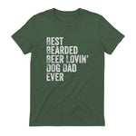 Best Bearded Beer Lovin Dog Dad T-Shirt Pet Lover Owner Gift in Military Green - back view
