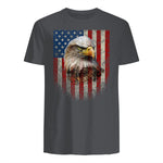 American Flag Bald Eagle Patriotic Red White Blue T-Shirt in Charcoal - back view