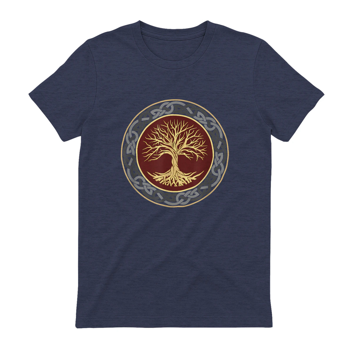 Baum des Lebens Wikinger keltischer Lebensbaum nordisch Halbarm in Heather Navy - back view