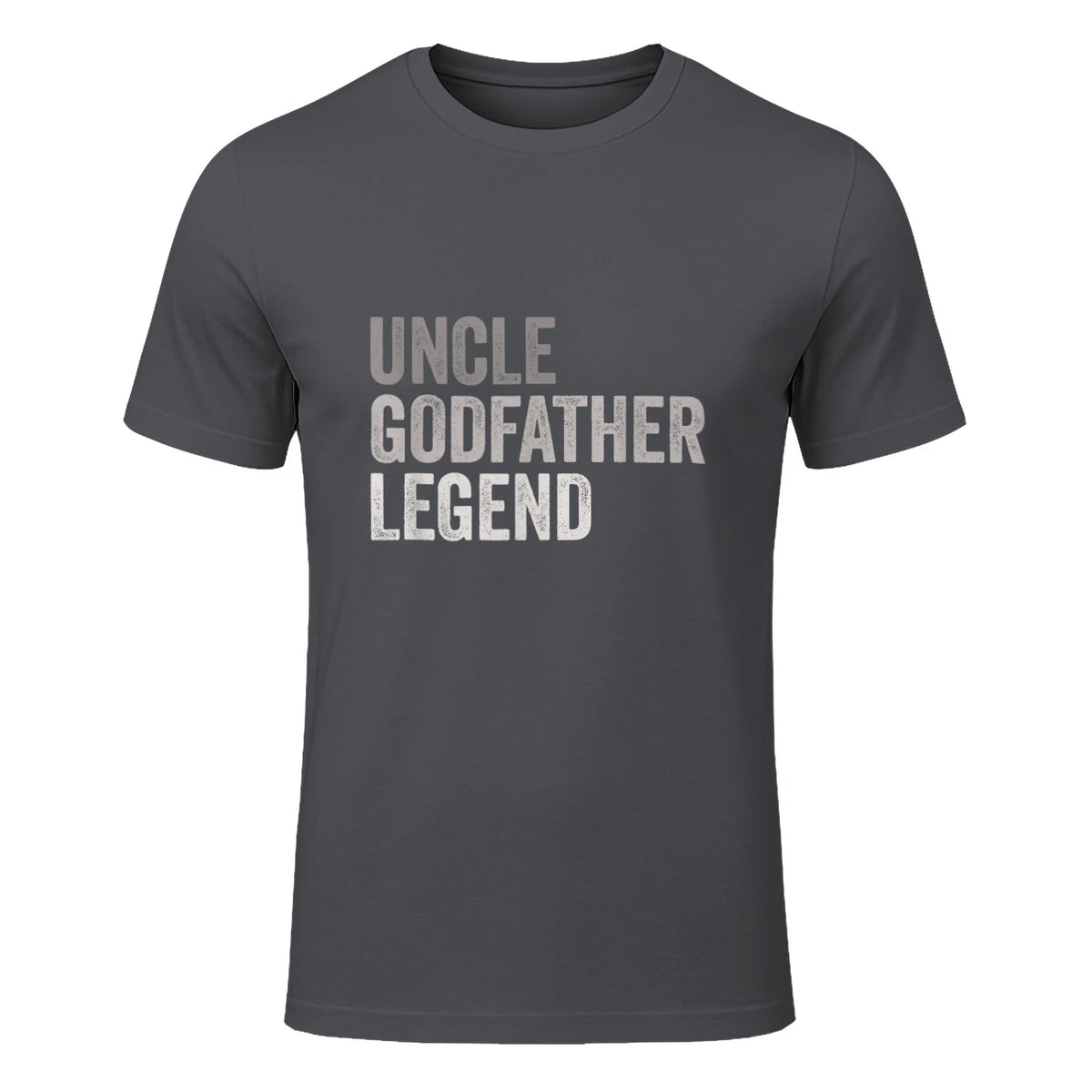Funny Uncle Godparent Hero Message Uncle Godfather Legend For A Favorite Uncle Family Baptism T-Shirt - Black, Sm in Charcoal - front view