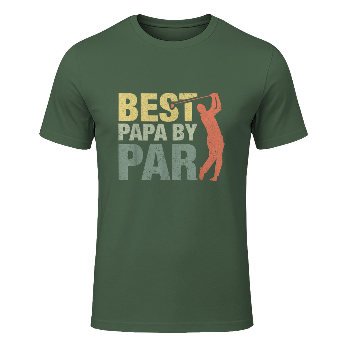 Funny Best Papa By Par Father's Day Golf Gift Grandpa in Military Green - front view