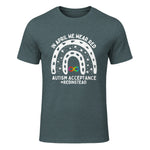 in April We Wear Red Autism Awareness Acceptance Red Instead in Dark Heather - front view