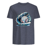 Baseball Drip Ice Cream Sprinkles Baseball Glove T-Shirt in Heather Navy - back view