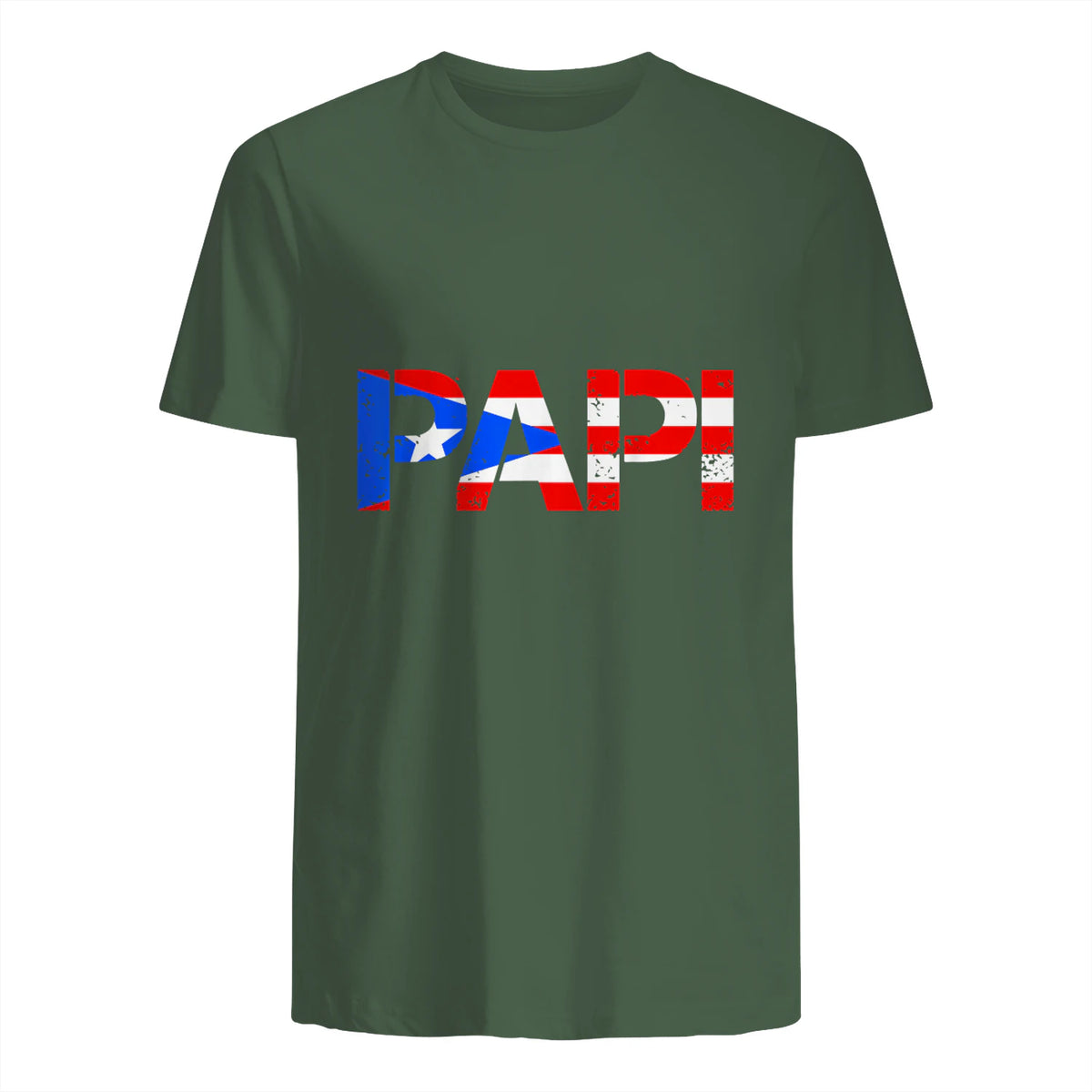 Puerto Rico Flag Father's Day Patriotic Puerto Rican Pride in Military Green - back view