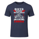 Biker Werden Nicht Grau Das Ist Chrom Motorradfahrer Biker in Heather Navy - front view