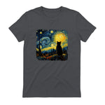 Starry Night Cat Lover T-Shirt in Charcoal - back view