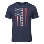 Patriotic Baseball Fourth of July USA Flag T-Shirt in Heather Navy - front view
