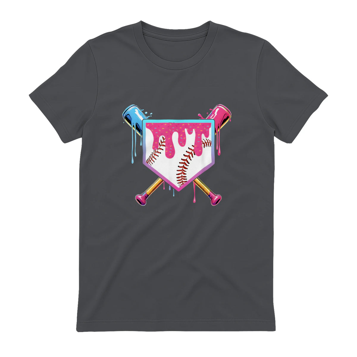 Baseball Drip Youth T-Shirt in Charcoal - back view
