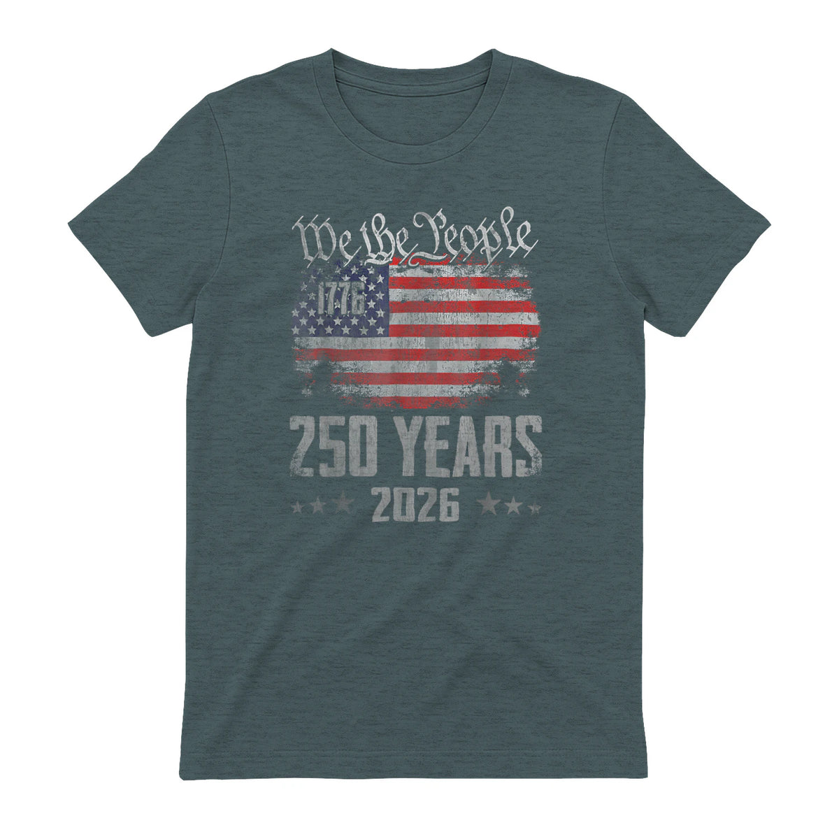 Vintage Anniversary Fourth of July Birthday T-Shirt in Dark Heather - back view