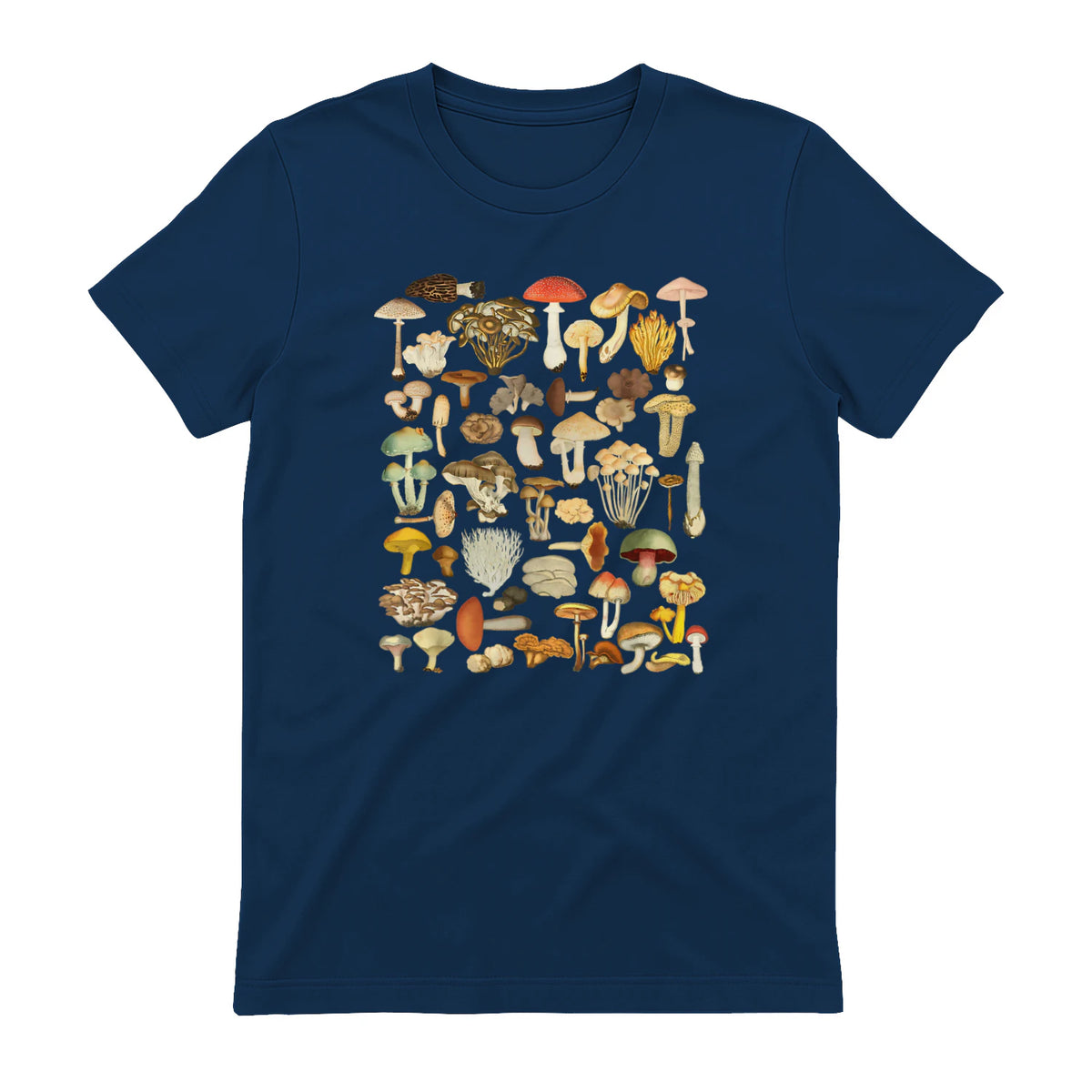 Mushroom Shirt Mycology Fungi Foraging Mushroom Whisperer in Navy - back view