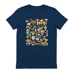 Mushroom Shirt Mycology Fungi Foraging Mushroom Whisperer in Navy - back view