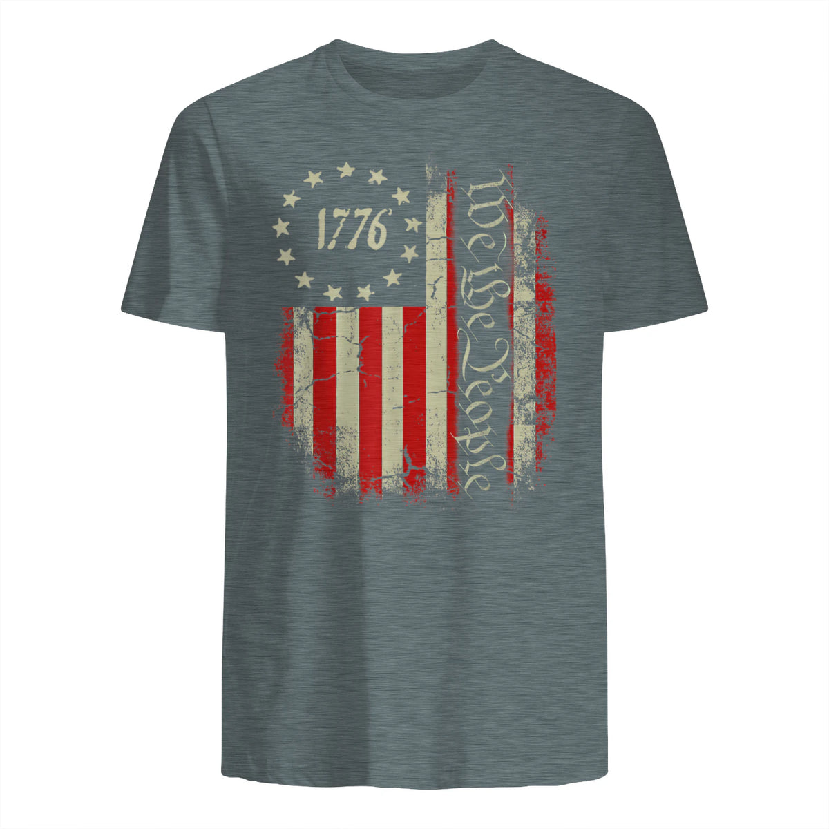 USA Patriotic Fourth of July America T-Shirt in Dark Heather - back view