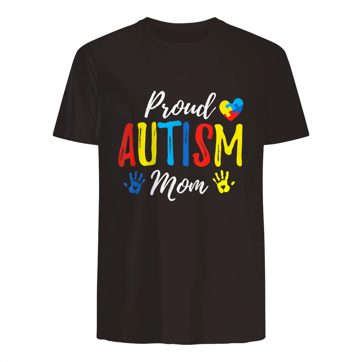 Proud Mom Autism Awareness Family Matching Shirt in Dark Chocolate - back view