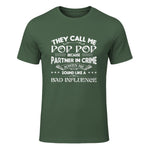 Funny Pop Pop Dad Shirt Valentine Fathers Day Christmas in Military Green - front view