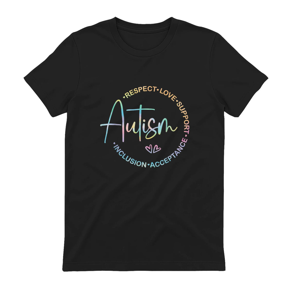Respect Love Support Autism Awareness Month Women Men in Black - back view