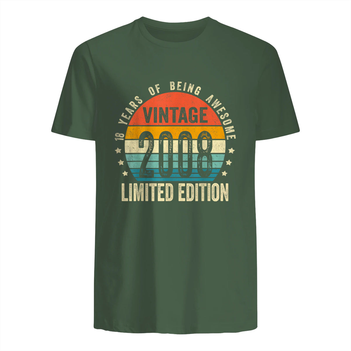 Vintage Eighteenth Birthday T-Shirt in Military Green - back view