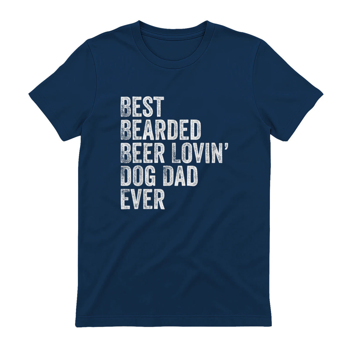 Best Bearded Beer Lovin Dog Dad T-Shirt Pet Lover Owner Gift in Navy - back view