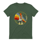 NASA Shuttle Launch Into Rainbow Premium Graphic T-Shirt T-Shirt UK in Military Green - back view
