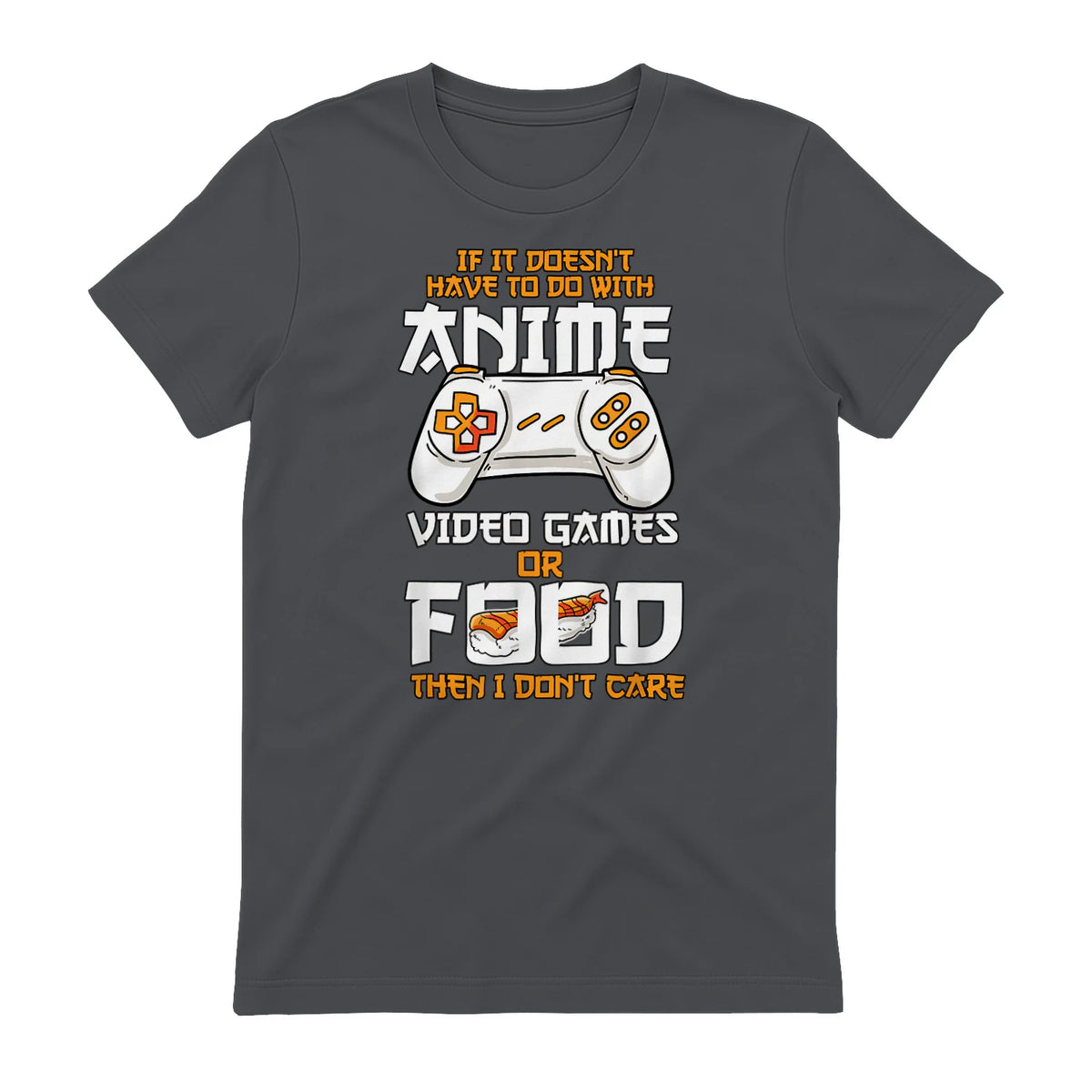 Cute Manga & Anime Merch for Anime Girls & Boys Unisex Anime Video Games Food Sushi Gaming Merch Otaku Gift Anime in Charcoal - back view