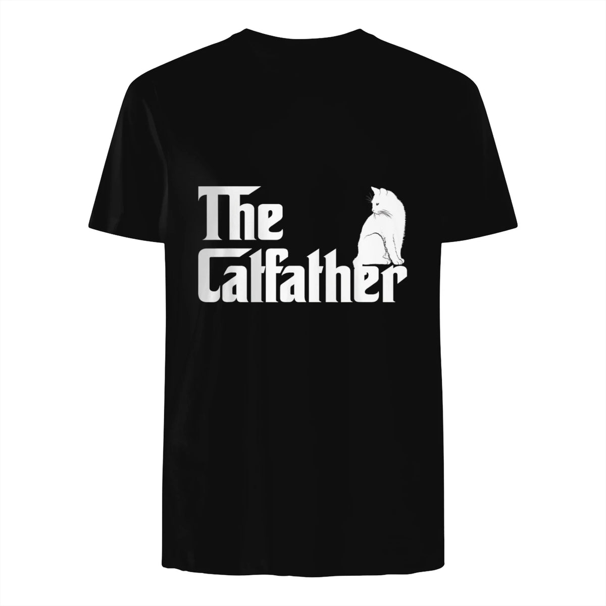 The Catfather Funny Cat Parody Fathers Day Gift Cat Father T-Shirt in Black - back view