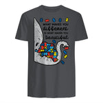 What Makes You Different Autism Awareness T-Shirt in Charcoal - back view