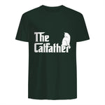 The Catfather Funny Cat Parody Fathers Day Gift Cat Father T-Shirt in Forest Green - back view