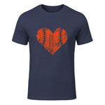 US State San Francisco Baseball Vintage Heart T-Shirt in Heather Navy - front view