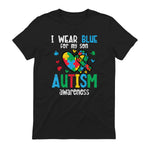 Autism Awareness Wear Blue for My Son ASD Mom Dad Men Women in Black - back view