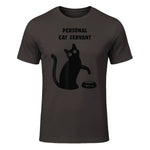Personal Cat Servant Shirt Funny Black Cat Lover Gift in Dark Chocolate - front view