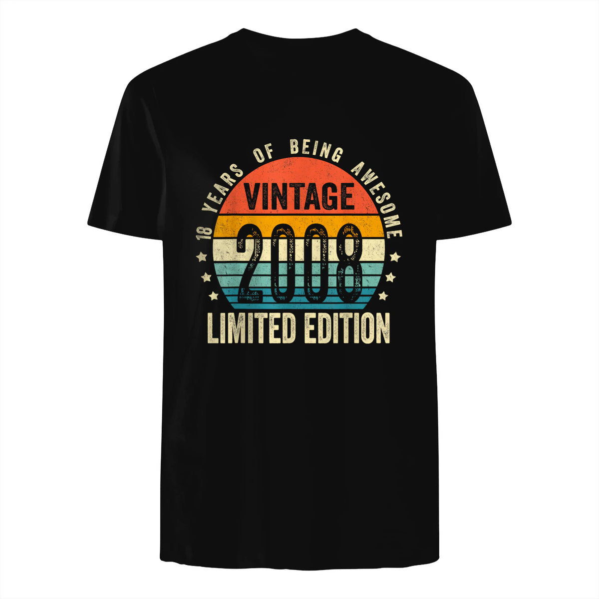 Vintage Eighteenth Birthday T-Shirt in Black - back view
