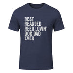 Best Bearded Beer Lovin Dog Dad T-Shirt Pet Lover Owner Gift in Heather Navy - front view