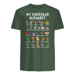 Types Of Dinosaurs Alphabet Dino Identification T-Shirt in Military Green - back view