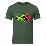 Trinidadian Jamaican Heart Love Jamaica Trinidad Flag in Military Green - front view