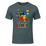 It's OK to Be Different Dabbing Puzzle Autism Awareness Kids in Dark Heather - front view
