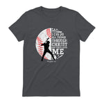 Philippians Four Thirteen Baseball Player Graphic with Bible Verse T-Shirt in Charcoal - back view