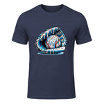 Baseball Drip Ice Cream Sprinkles Baseball Glove T-Shirt in Heather Navy - front view
