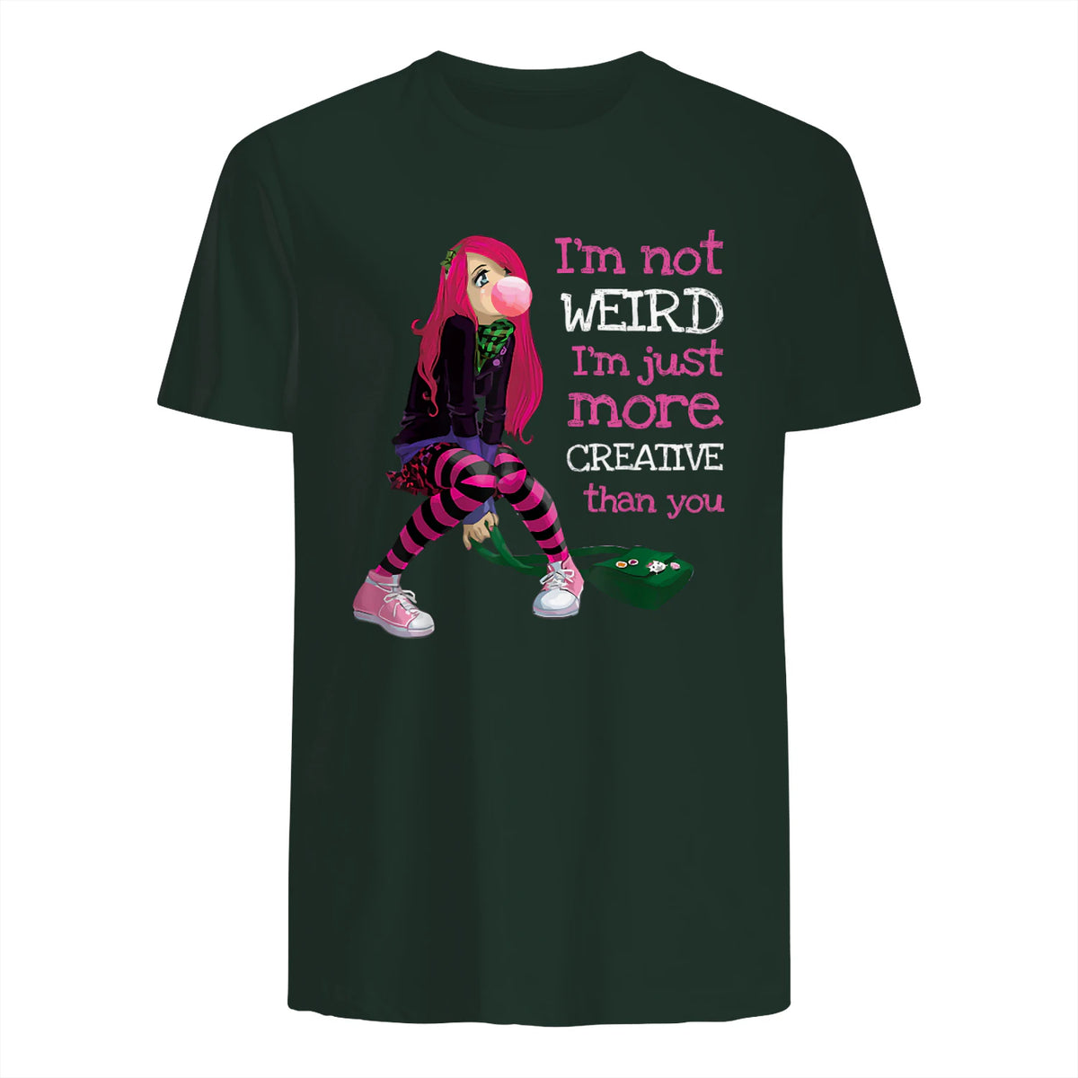 Kawaii Anime Girl Kawaii Clothes Anime Clothing Goth Girl in Forest Green - back view