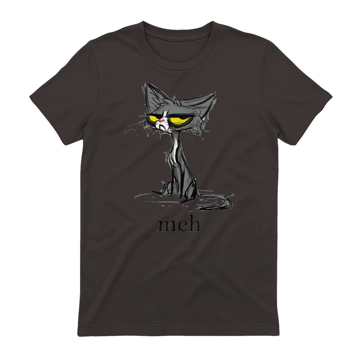 Funny Meh Cat Gift for Cat Lovers in Dark Chocolate - back view