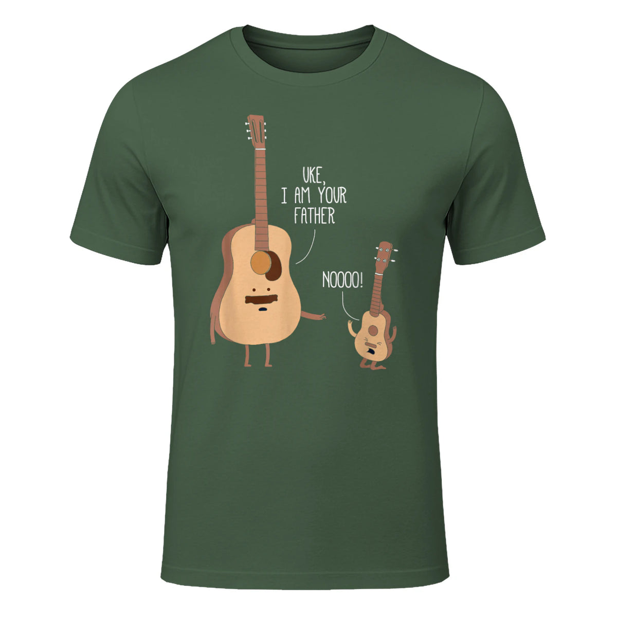 Uke I Am Your Father T Shirt Ukulele Guitar Music in Military Green - front view