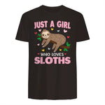 Just a Girl Who Loves Sloths Shirt Gift For Sloths Lover in Dark Chocolate - back view