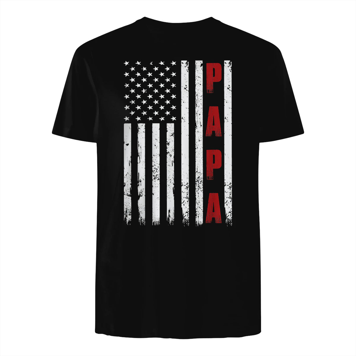 Proud Papa Flag Funny Father's Day from Grandchildren T-Shirt in Black - back view