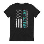 Father's day Best dad ever with US american flag Short Sleeve in Black - back view