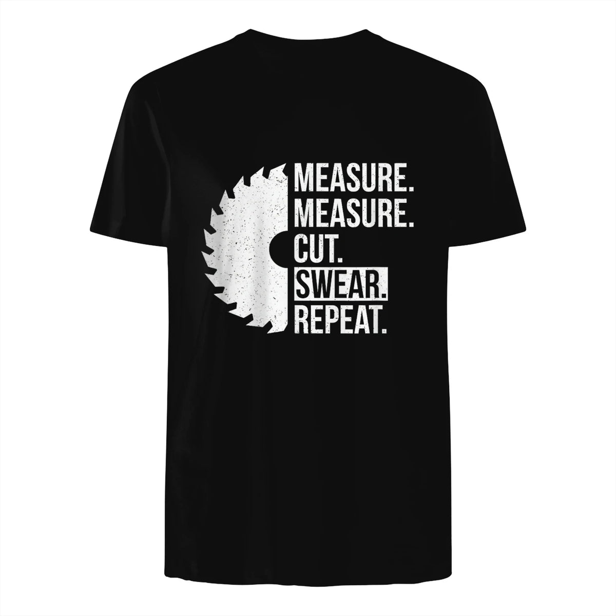 Funny Dad Shirt Measure Cut Swear Handyman Father Day Tshirt in Black - back view