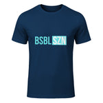 BSBL SZN Baseball Season Game Day Boys Girls Youth T-Shirt in Navy - front view