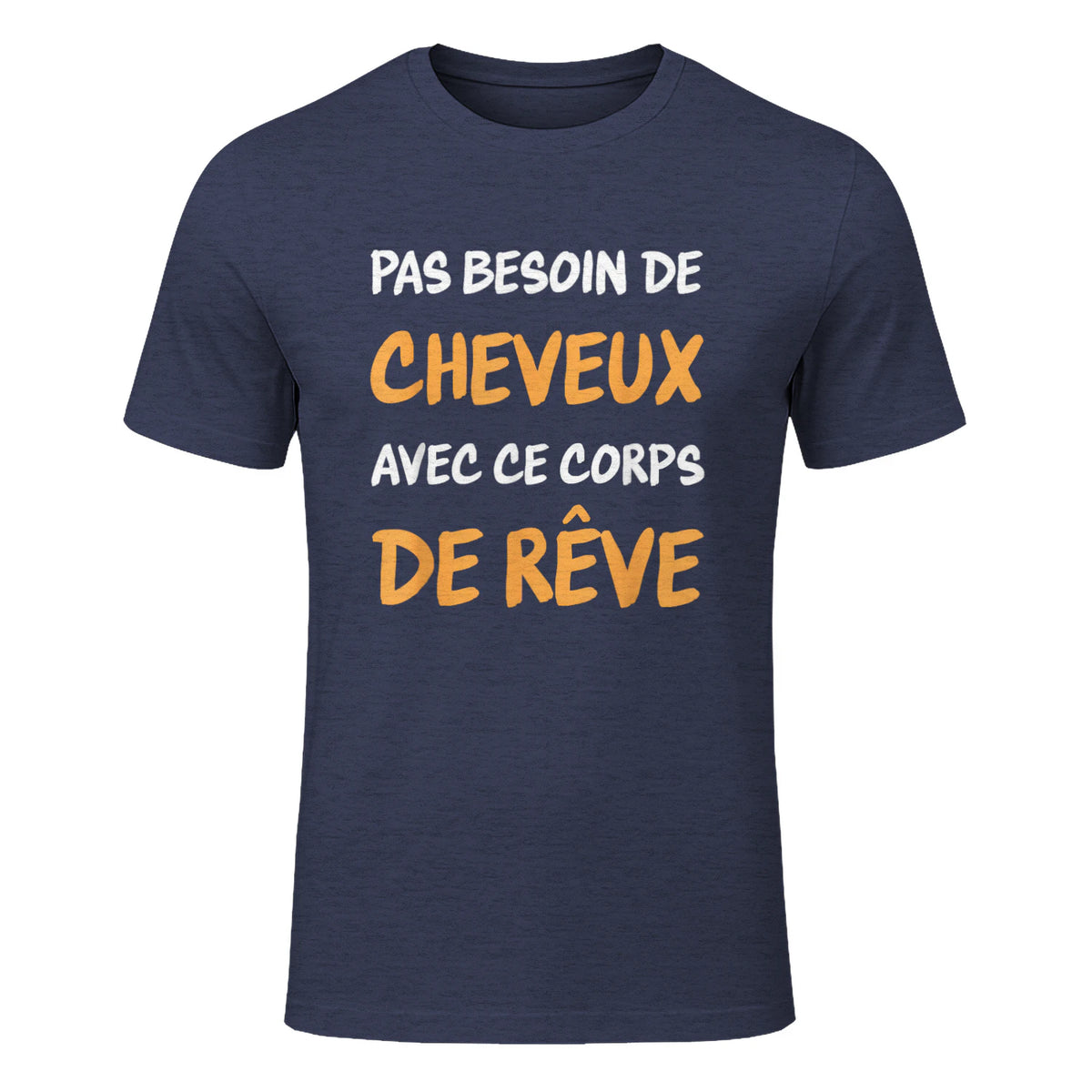 Calvitie Humour Papa Chauve in Heather Navy - front view
