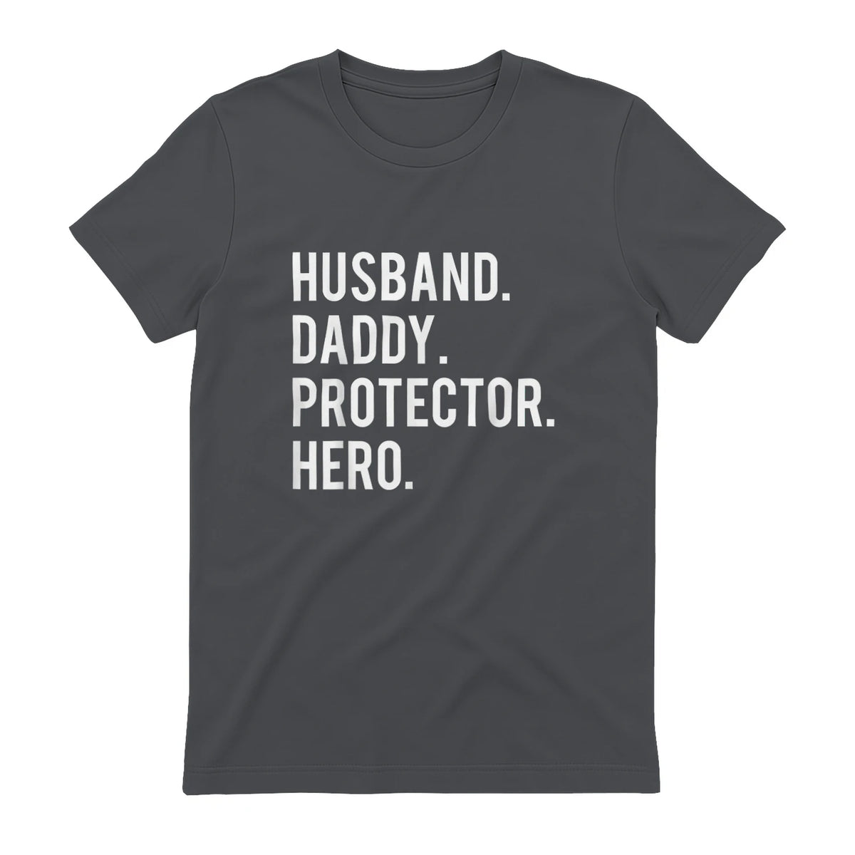 Husband daddy protector hero T Shirt cool father dad tee in Charcoal - back view