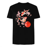 Cherry Blossom Koi Carpe Fish Japanese Sakura Art Graphique in Black - back view