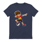Dabbing Football Garçon Espagne Jersey, Espagnol Enfants Dab in Heather Navy - back view